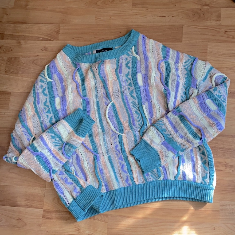 🧶 Pastel Multicolor Knit Grandpa Sweater 🧶